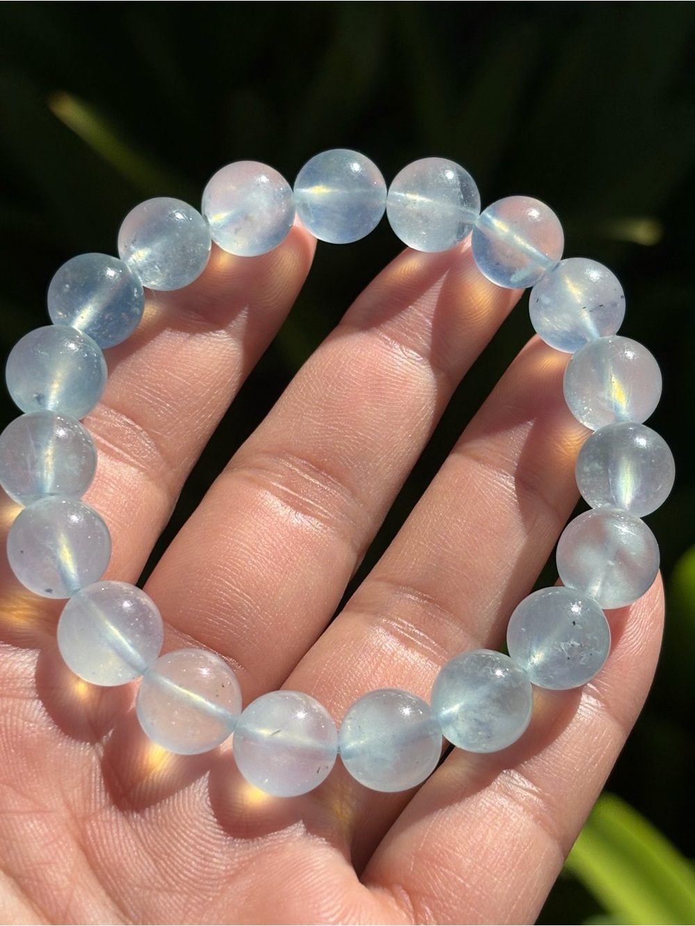 11mm Translucent Auqmarine Bracelet 7 In 2620